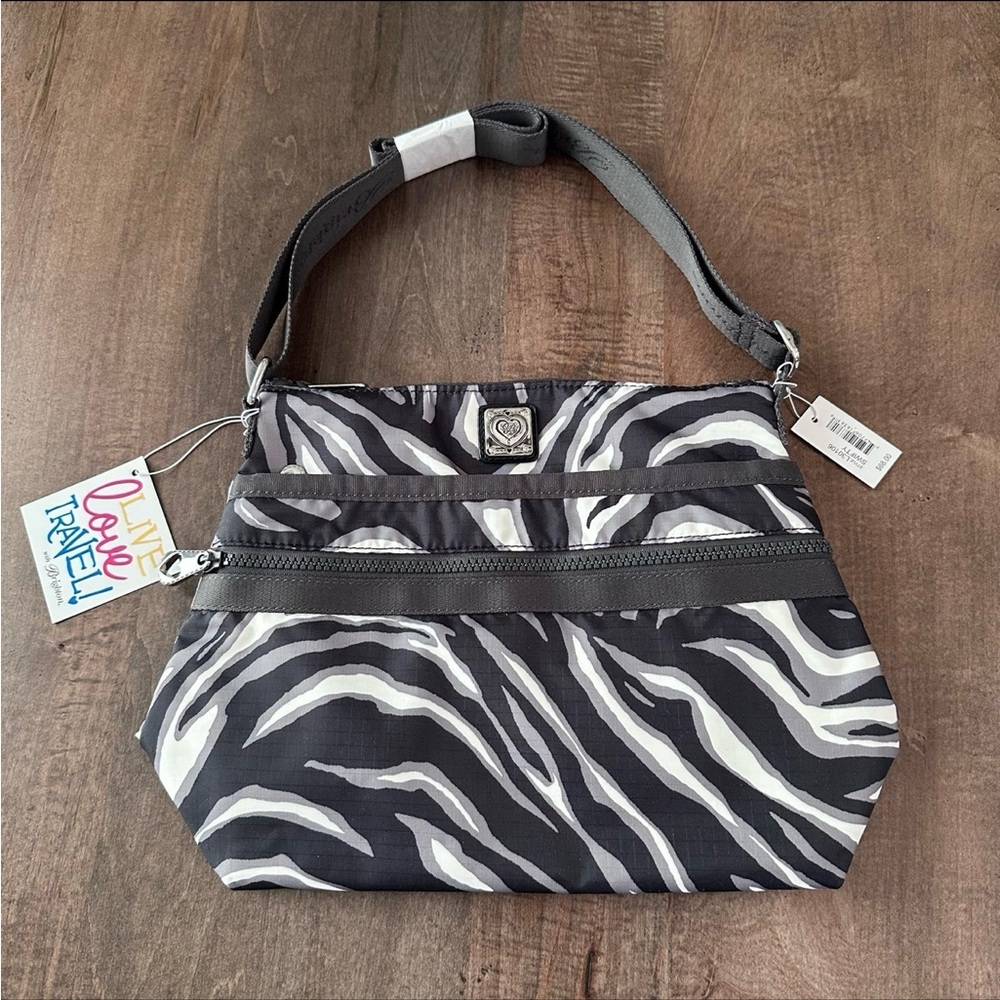 Brighton Swifty Zebra Striped Bag - Live Love Travel - Ripstop Canvas Purse